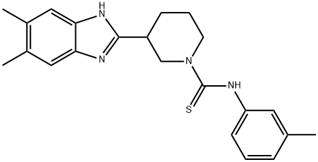 1-Piperidinecarbothioamide,3-(5,6-dimethyl-1H-benzimidazol-2-yl)-N-(3-methylphenyl)-(9CI) Structure