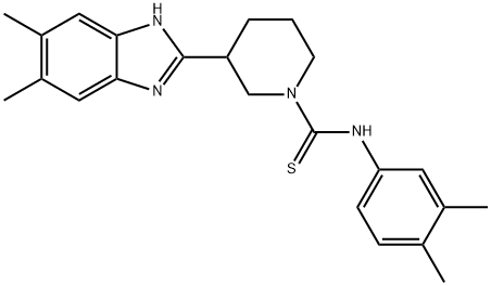 1-Piperidinecarbothioamide,3-(5,6-dimethyl-1H-benzimidazol-2-yl)-N-(3,4-dimethylphenyl)-(9CI) Structure