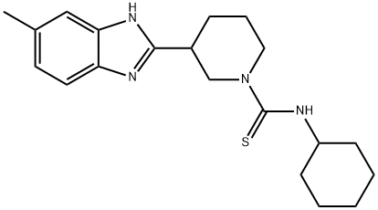 1-Piperidinecarbothioamide,N-cyclohexyl-3-(5-methyl-1H-benzimidazol-2-yl)-(9CI) Structure