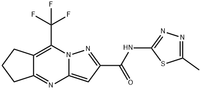 5H-Cyclopenta[d]pyrazolo[1,5-a]pyrimidine-2-carboxamide,6,7-dihydro-N-(5-methyl-1,3,4-thiadiazol-2-yl)-8-(trifluoromethyl)-(9CI) 结构式