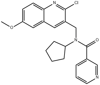 3-Pyridinecarboxamide,N-[(2-chloro-6-methoxy-3-quinolinyl)methyl]-N-cyclopentyl-(9CI) 化学構造式