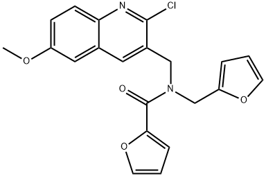 2-Furancarboxamide,N-[(2-chloro-6-methoxy-3-quinolinyl)methyl]-N-(2-furanylmethyl)-(9CI) Structure
