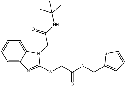 1H-Benzimidazole-1-acetamide,N-(1,1-dimethylethyl)-2-[[2-oxo-2-[(2-thienylmethyl)amino]ethyl]thio]-(9CI) 结构式