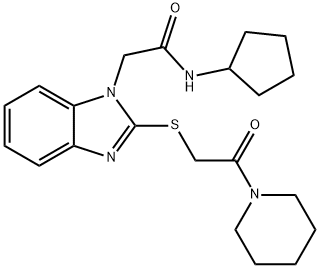 1H-Benzimidazole-1-acetamide,N-cyclopentyl-2-[[2-oxo-2-(1-piperidinyl)ethyl]thio]-(9CI)|