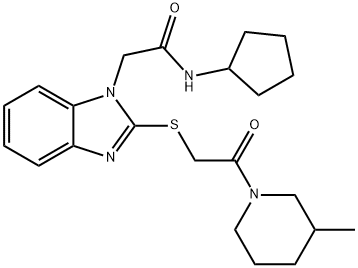 1H-Benzimidazole-1-acetamide,N-cyclopentyl-2-[[2-(3-methyl-1-piperidinyl)-2-oxoethyl]thio]-(9CI),606109-27-7,结构式