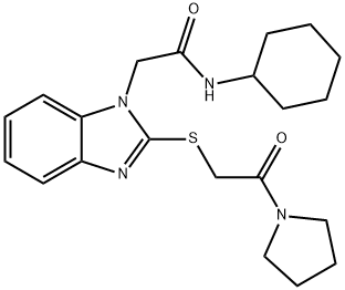 1H-Benzimidazole-1-acetamide,N-cyclohexyl-2-[[2-oxo-2-(1-pyrrolidinyl)ethyl]thio]-(9CI),606109-44-8,结构式