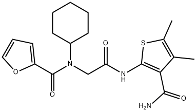 2-Furancarboxamide,N-[2-[[3-(aminocarbonyl)-4,5-dimethyl-2-thienyl]amino]-2-oxoethyl]-N-cyclohexyl-(9CI),606109-73-3,结构式