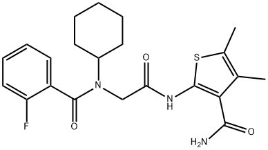 3-Thiophenecarboxamide,2-[[[cyclohexyl(2-fluorobenzoyl)amino]acetyl]amino]-4,5-dimethyl-(9CI),606110-40-1,结构式