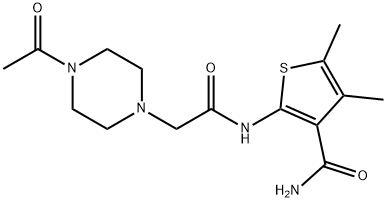 1-Piperazineacetamide,4-acetyl-N-[3-(aminocarbonyl)-4,5-dimethyl-2-thienyl]-(9CI) Structure