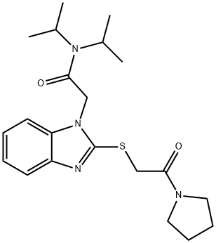 1H-Benzimidazole-1-acetamide,N,N-bis(1-methylethyl)-2-[[2-oxo-2-(1-pyrrolidinyl)ethyl]thio]-(9CI) Structure