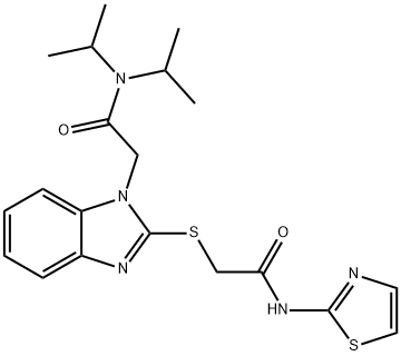 1H-Benzimidazole-1-acetamide,N,N-bis(1-methylethyl)-2-[[2-oxo-2-(2-thiazolylamino)ethyl]thio]-(9CI) Structure