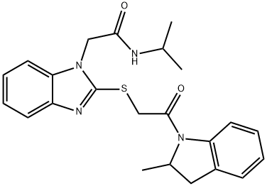 606111-18-6 1H-Benzimidazole-1-acetamide,2-[[2-(2,3-dihydro-2-methyl-1H-indol-1-yl)-2-oxoethyl]thio]-N-(1-methylethyl)-(9CI)