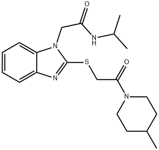 1H-Benzimidazole-1-acetamide,N-(1-methylethyl)-2-[[2-(4-methyl-1-piperidinyl)-2-oxoethyl]thio]-(9CI),606111-26-6,结构式