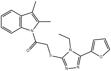 1H-Indole,1-[[[4-ethyl-5-(2-furanyl)-4H-1,2,4-triazol-3-yl]thio]acetyl]-2,3-dimethyl-(9CI) Struktur