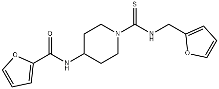 2-Furancarboxamide,N-[1-[[(2-furanylmethyl)amino]thioxomethyl]-4-piperidinyl]-(9CI) Structure