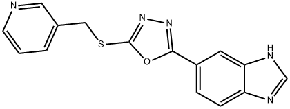 1H-Benzimidazole,5-[5-[(3-pyridinylmethyl)thio]-1,3,4-oxadiazol-2-yl]-(9CI) Structure