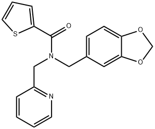 2-Thiophenecarboxamide,N-(1,3-benzodioxol-5-ylmethyl)-N-(2-pyridinylmethyl)-(9CI) Structure