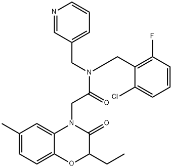 4H-1,4-Benzoxazine-4-acetamide,N-[(2-chloro-6-fluorophenyl)methyl]-2-ethyl-2,3-dihydro-6-methyl-3-oxo-N-(3-pyridinylmethyl)-(9CI) Structure
