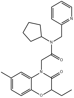 4H-1,4-Benzoxazine-4-acetamide,N-cyclopentyl-2-ethyl-2,3-dihydro-6-methyl-3-oxo-N-(2-pyridinylmethyl)-(9CI) 化学構造式