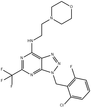 3H-1,2,3-Triazolo[4,5-d]pyrimidin-7-amine,3-[(2-chloro-6-fluorophenyl)methyl]-N-[2-(4-morpholinyl)ethyl]-5-(trifluoromethyl)-(9CI) Struktur