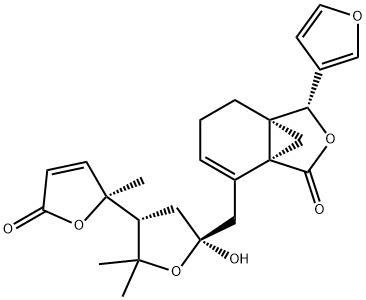 (3R)-4,5-Dihydro-3β-(3-furyl)-7-[[(2S,4S)-4-[(2S)-2,5-dihydro-2-methyl-5-oxofuran-2-yl]-2-hydroxy-5,5-dimethyltetrahydrofuran-2-yl]methyl]-3aβ,7aβ-methanoisobenzofuran-1(3H)-one Struktur