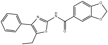 1,3-Benzodioxole-5-carboxamide,N-(5-ethyl-4-phenyl-2-thiazolyl)-(9CI) Structure