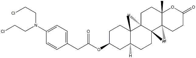 Acetic acid, (p-(bis(2-chloroethyl)amino)phenyl)-, 10A,12A-dimethyl-2-oxohexahydro-5-alpha-2H-phenanthro(2,1-B)pyran-8-yl ester Structure