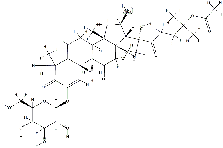 25-Acetoxy-2-(β-D-glucopyranosyloxy)-16α,20-dihydroxycucurbita-1,5-diene-3,11,22-trione Structure