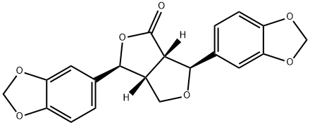 (3S)-3α,6α-Bis(3,4-methylenedioxyphenyl)-3aα,4,6,6aα-tetrahydro-1H,3H-furo[3,4-c]furan-1-one 结构式