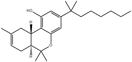 (6aS)-6aα,7,10,10aβ-テトラヒドロ-6,6,9-トリメチル-3-(1,1-ジメチルヘプチル)-6H-ジベンゾ[b,d]ピラン-1-オール 化学構造式
