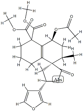 (3R,5S)-4'α-Acetoxy-5-(3-furyl)-2',3',4,4',5,6',7',8'-octahydro-2'α-methyl-2-oxospiro[furan-3(2H),1'(5'H)-naphthalene]-5',5'-dicarboxylic acid dimethyl ester 结构式