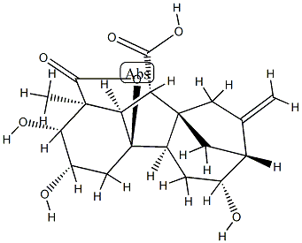 2β,3β,4aα,6β-Tetrahydroxy-1-methyl-8-methylenegibbane-1α,10β-dicarboxylic acid 1,4a-lactone 结构式