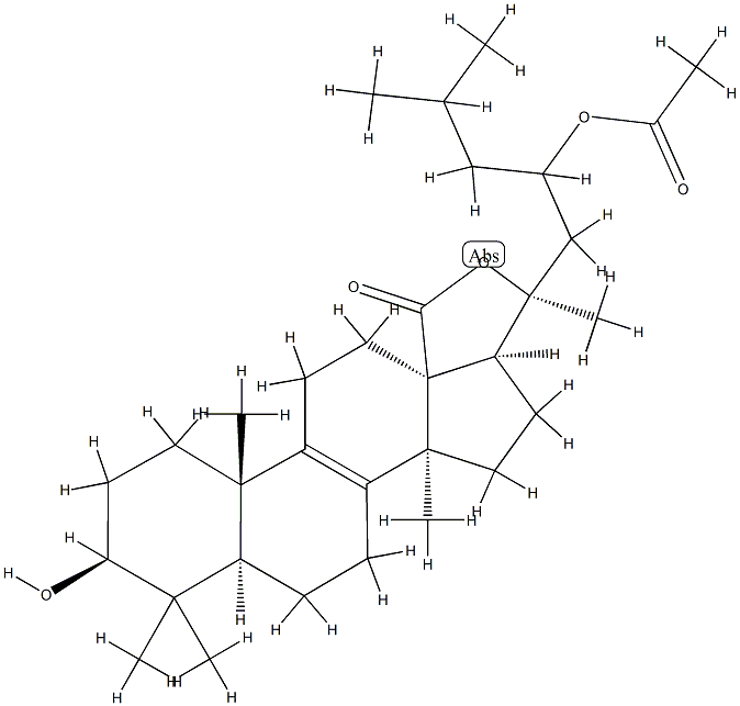 23-Acetoxy-3β,20-dihydroxy-5α-lanost-8-en-18-oic acid γ-lactone 结构式