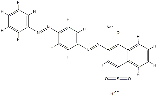4-ヒドロキシ-3-[[4-(フェニルアゾ)フェニル]アゾ]-1-ナフタレンスルホン酸ナトリウム 化学構造式