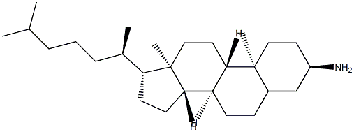 (3R,8R,9S,10S,13R,14S,17R)-10,13-ジメチル-17-((R)-6-メチルヘプタン-2-イル)ヘキサデカヒドロ-1H-シクロペンタ[A]フェナントレン-3-アミン 化学構造式