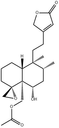 4-[2-[(1R)-8aα-Acetoxymethyl-3,4,4aβ,5,6,7,8,8a-octahydro-8α-hydroxy-5α,6α-dimethylspiro[naphthalene-1(2H),2'-oxiran]-5-yl]ethyl]furan-2(5H)-one Structure