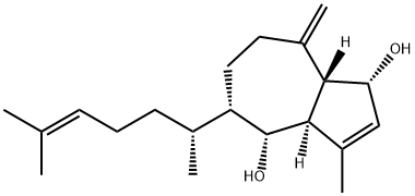 (1R)-5α-[(R)-1,5-ジメチル-4-ヘキセニル]-1,3aα,4,5,6,7,8,8aβ-オクタヒドロ-3-メチル-8-メチレン-1α,4α-アズレンジオール 化学構造式