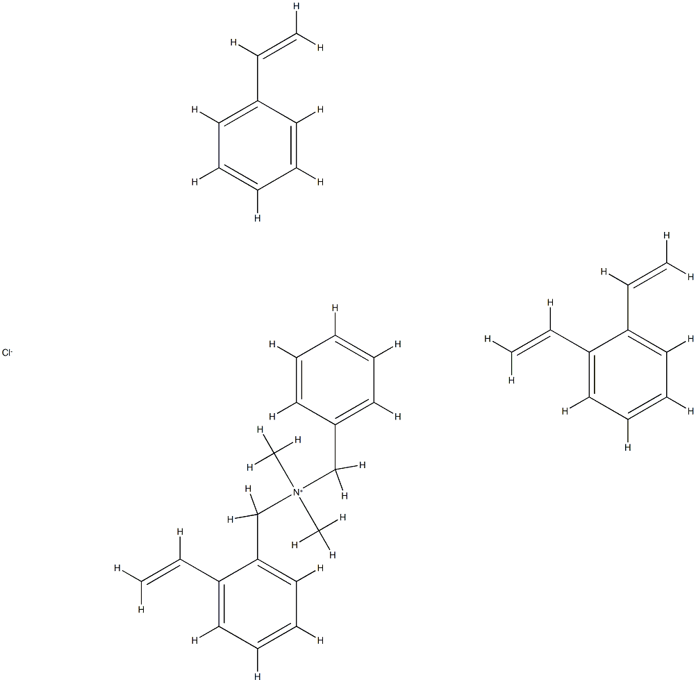 Benzenemethanaminium, ar-ethenyl-N,N-dimethyl-N-(phenylmethyl)-, chloride, polymer with diethenylbenzene and ethenylbenzene Structure