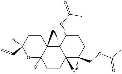 (13R)-8-メチル-14-オキサピマラ-15-エン-1β,18-ジオールジアセタート 化学構造式