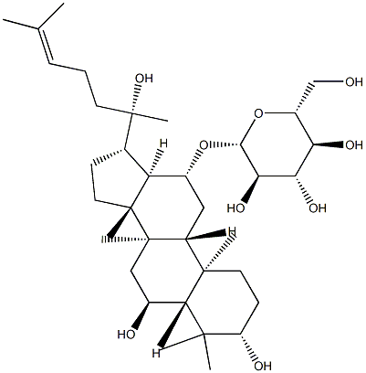 3β,6α,20-Trihydroxy-5α-dammar-24-en-12β-yl β-D-glucopyranoside Structure