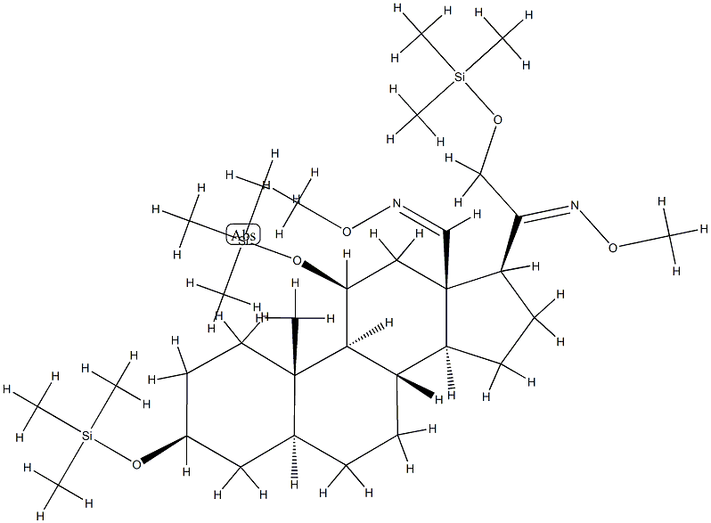 20-(Methoxyimino)-3β,11β,21-tris(trimethylsiloxy)-5α-pregnan-18-al O-methyl oxime 结构式