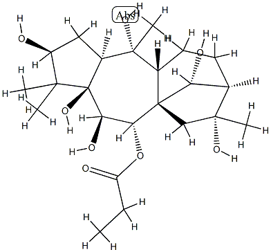 (14R)-グラヤノトキサン-3β,5,6β,7α,10,14,16-ヘプタオール7-プロピオナート 化学構造式