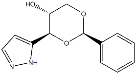 (2R)-2β-Phenyl-4β-(1H-pyrazol-3-yl)-1,3-dioxan-5α-ol Struktur