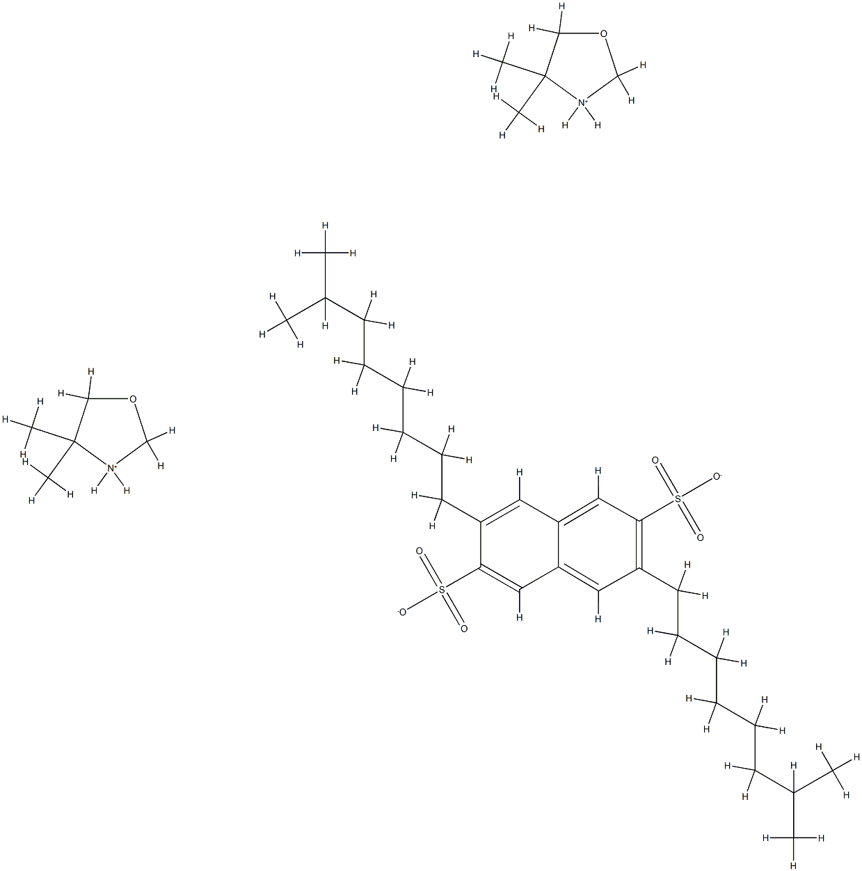 diisononylnaphthalenedisulphonic acid, compound with 4,4-dimethyloxazolidine (1:2) 结构式