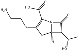 (5R)-3-[(2-アミノエチル)チオ]-6β-[(S)-1-ヒドロキシエチル]-7-オキソ-1-アザビシクロ[3.2.0]ヘプタ-2-エン-2-カルボン酸 化学構造式