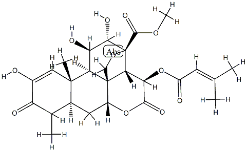 (4ξ)-13,20-Epoxy-2,11β,12α-trihydroxy-15β-[(3-methyl-1-oxo-2-butenyl)oxy]-3,16-dioxopicras-1-en-21-oic acid methyl ester,63744-82-1,结构式