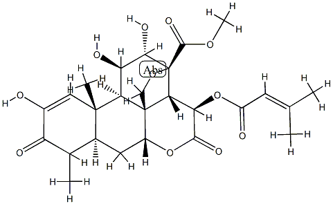 (4ξ)-13,20-Epoxy-2,11β,12α-trihydroxy-15β-[(3-methyl-1-oxo-2-butenyl)oxy]-3,16-dioxopicras-1-en-21-oic acid methyl ester Structure