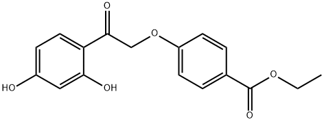 ethyl 4-[2-(2,4-dihydroxyphenyl)-2-oxoethoxy]benzoate Struktur