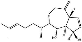 (1R)-7β-[(R)-1,5-ジメチル-4-ヘキセニル]-1,3aα,4,5,6,7,8,8aβ-オクタヒドロ-1-メチル-4-メチレン-1α,8β-アズレンジオール 化学構造式