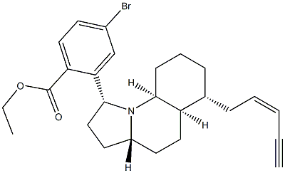 4-Bromobenzoic acid 2-[(1R,3aα,5aβ,6β,9aβ)-dodecahydro-6-[(Z)-2-penten-4-ynyl]pyrrolo[1,2-a]quinolin-1β-yl]ethyl ester Struktur